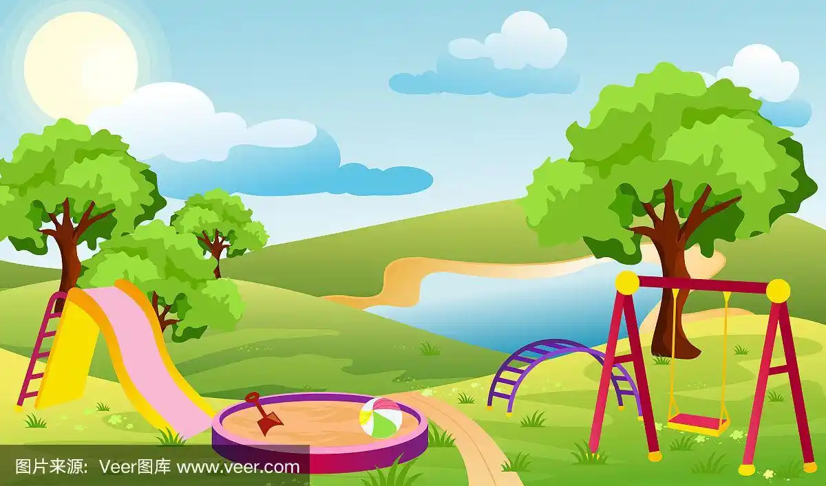 公园,绘画插图,卡通,儿童,矢量