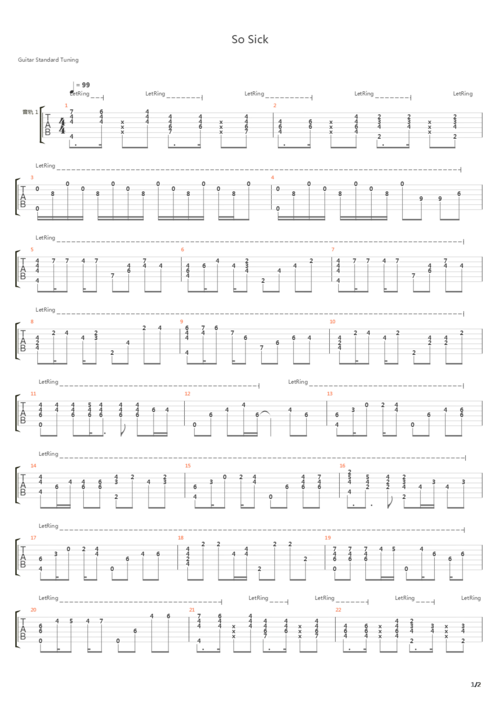 so sick吉他谱