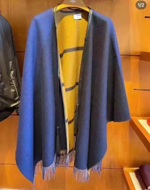 爱马仕双面羊毛斗篷披肩全新特价