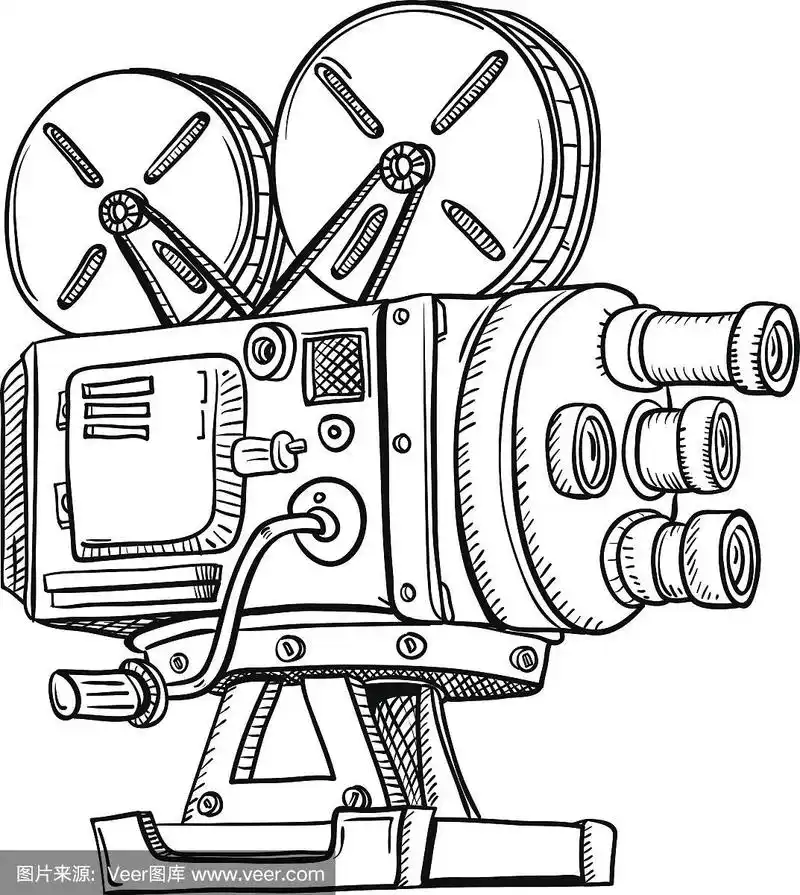 vintag电影放映机在黑色和白色