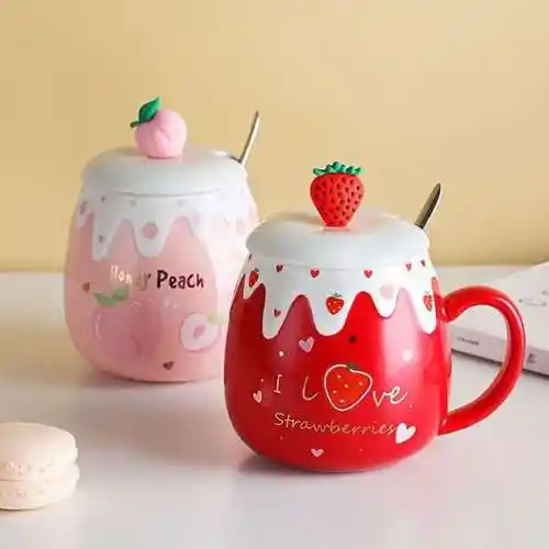 草莓杯子子女ins风牛奶杯早餐餐杯水杯高颜值马克杯