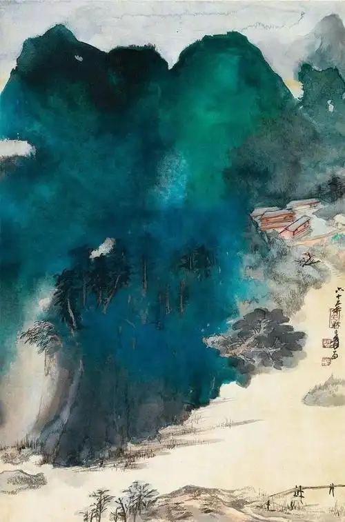 张大千泼彩泼墨山水赏析