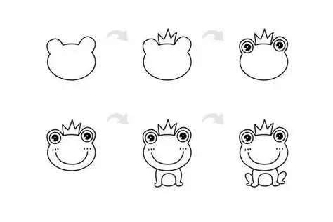 带皇冠的小青蛙简笔画步骤