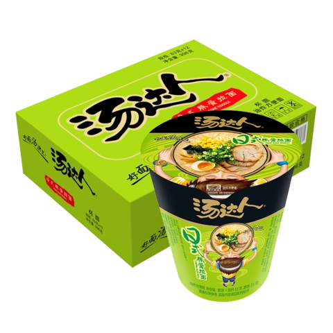 统一汤达人方便面杯装整箱83g*12杯日式豚骨拉面桶装泡面速食食品