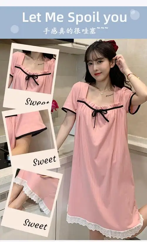 xyqm-睡裙女夏季纯棉长款短袖公主风新款睡衣薄款宫廷仙女风中裙 - 17