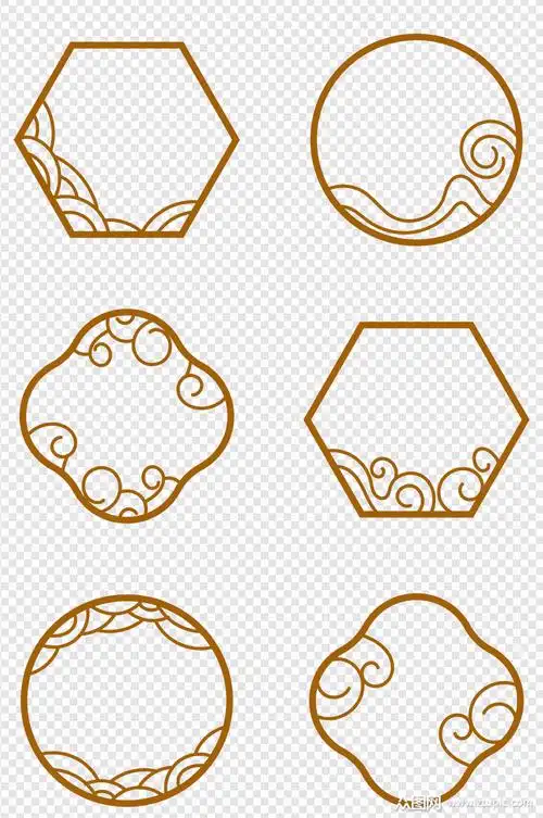 中式古典云纹祥云装饰边框中国风圆形边框