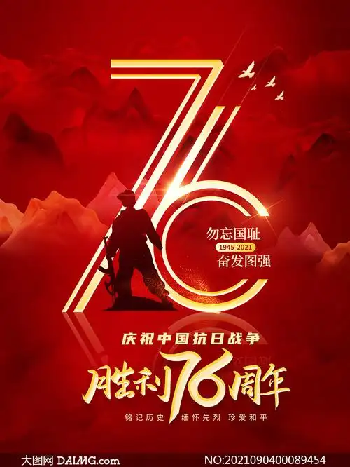 庆祝中国抗日战争胜利76周年海报psd素材