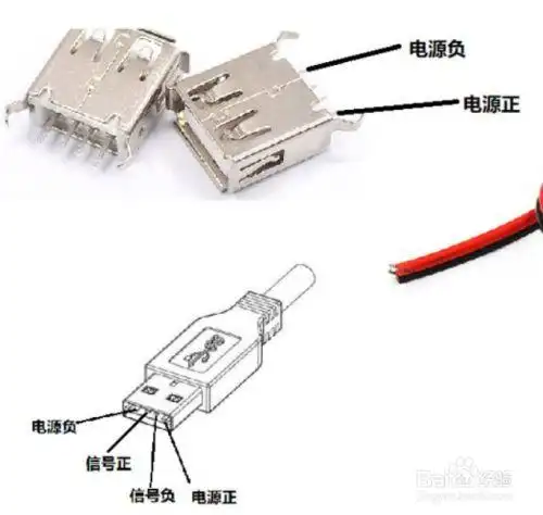 usb四根线怎么接两根电源线