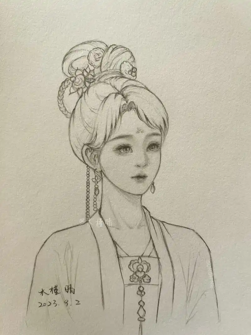 杨紫小夭| 手绘女生头像线稿 | 古风.#长相思 #手绘 # - 抖音