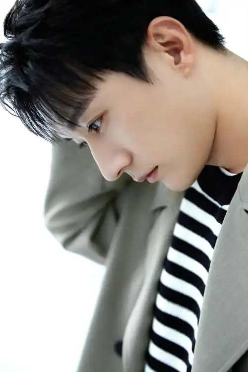 刘学义绿色风衣造型写真图五官立体帅气侧颜