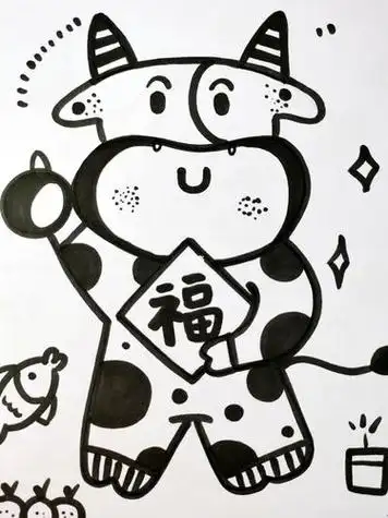 幼儿园《牛》主题简笔画|牛年必备简笔画简笔画幼儿十二生肖牛简笔画