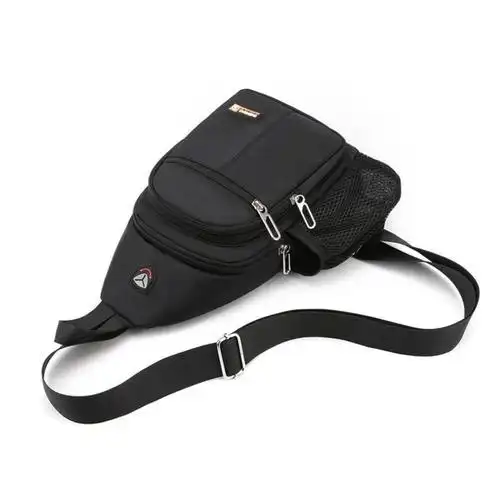 胸包男士休闲尼龙帆布包斜挎包新款男包单肩包背包多功能运动胸包