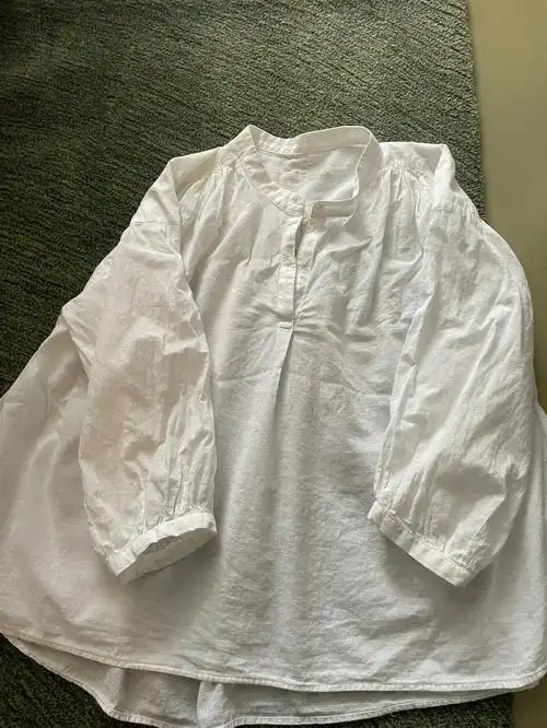 怀旧版muji强捻棉七分袖罩衫