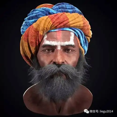 古老的印度教的人刚开始我只看到古老的印度教人的头巾,我在想,我的