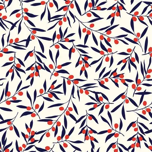 矢量山楂四方连续传统图案