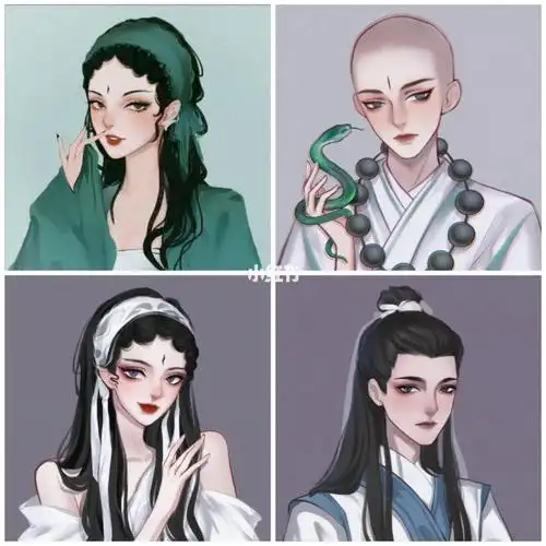 正宗原作者小青法海白蛇许仙情侣头像