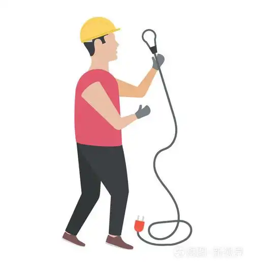 有电线和灯泡的人, 电工图标