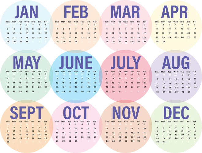 2022全年日历彩色横版打印0