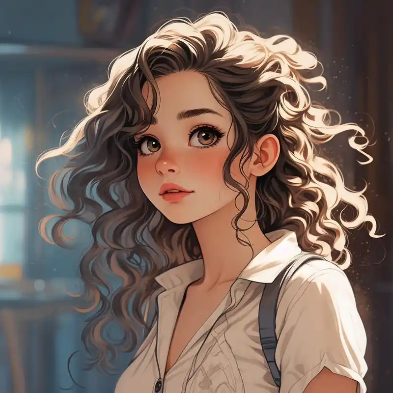 96唯美卡通卷发女孩头像78