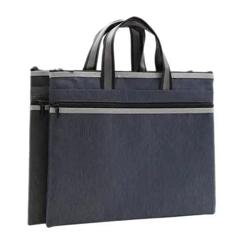 捷生文件袋a4手提公文包男女士多层帆布拉链商务办公会议袋可定制