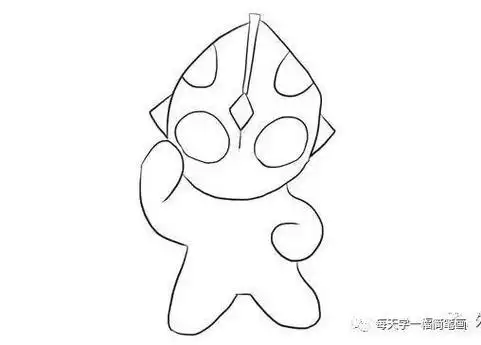 儿童卡通简笔画迪迦奥特曼简笔画素描1004无标题飞行中的力量型态的