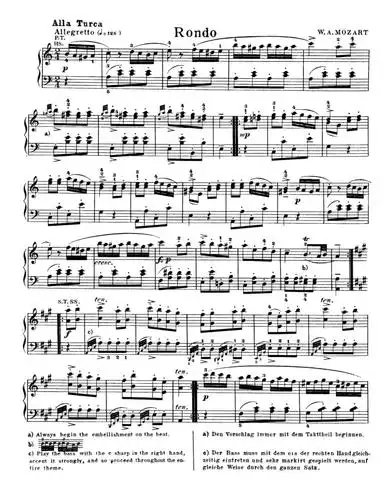 土耳其进行曲钢琴谱带指法a大调奏鸣曲第三乐章