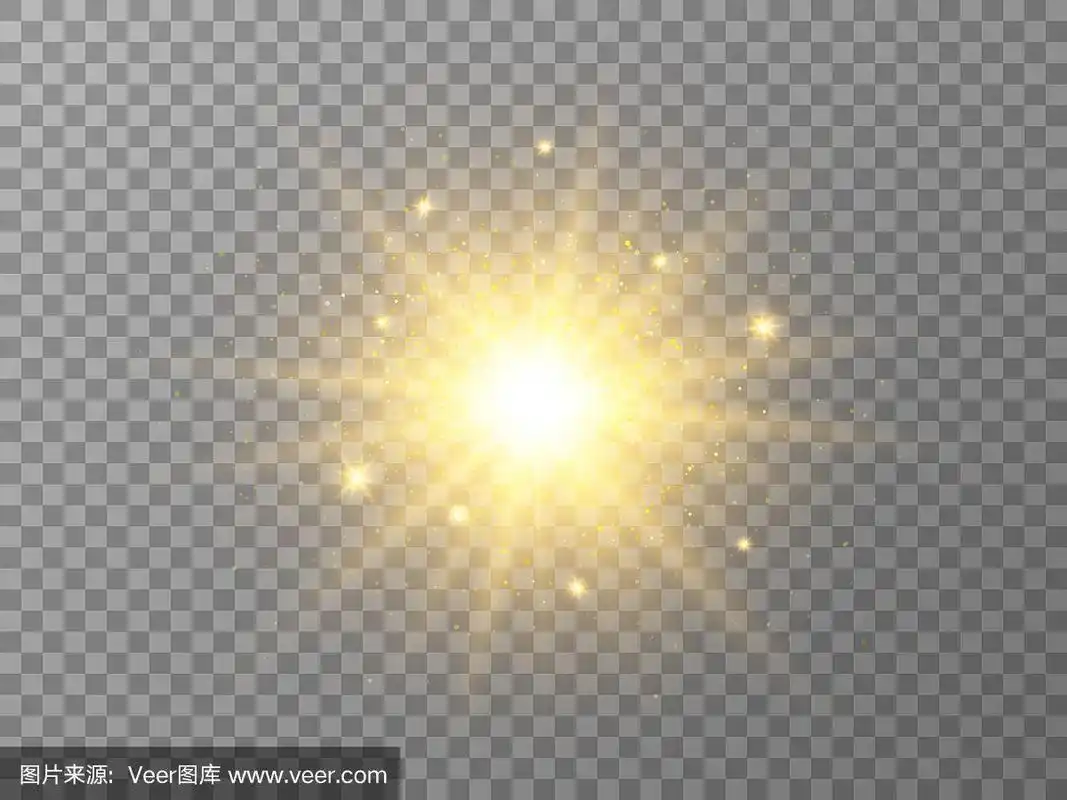 亮黄色的能量闪光.金光闪闪的爆炸.矢量图