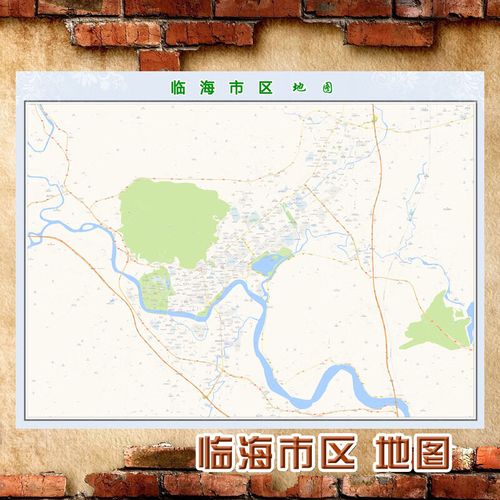 超大巨幅临海市区地图墙贴定做城市城区海报2023新版装饰画芯 临海