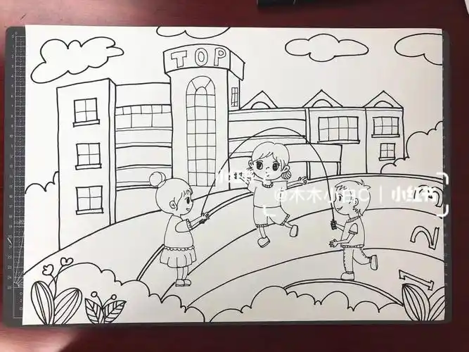 娃们马上要开学咯～#校园  #暑假生活  #校园一角  #绘画