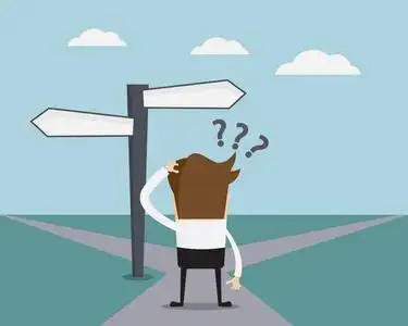 迷茫的孩子商人在十字路口上迷茫照片