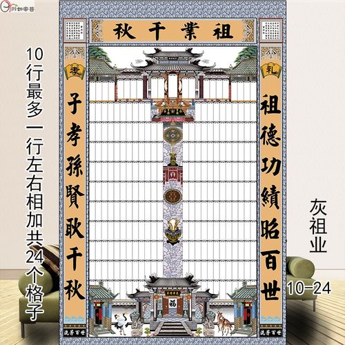 翠织星家堂轴子1015代家谱挂画可书写丝绢布家谱制作族谱宗谱卷轴年画