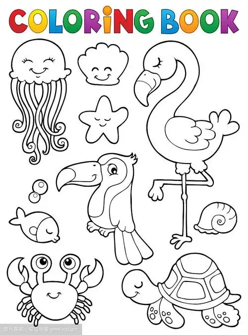 coloring book summer animals theme set 1