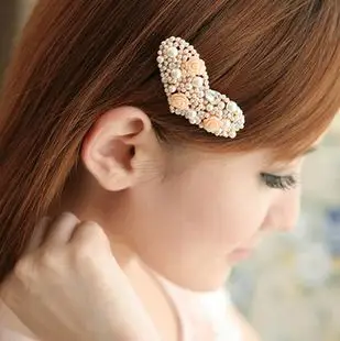 14303韩国韩版发饰优雅宫廷风桃心头饰品 精品水钻发夹发卡头饰
