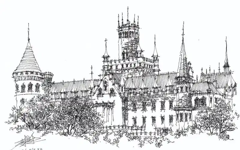 活动作品欧洲城堡钢笔画写生原速版可观看学习