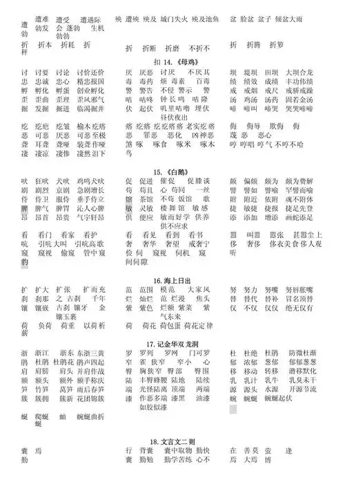 部编版小学语文四年级下生字组词_第5页