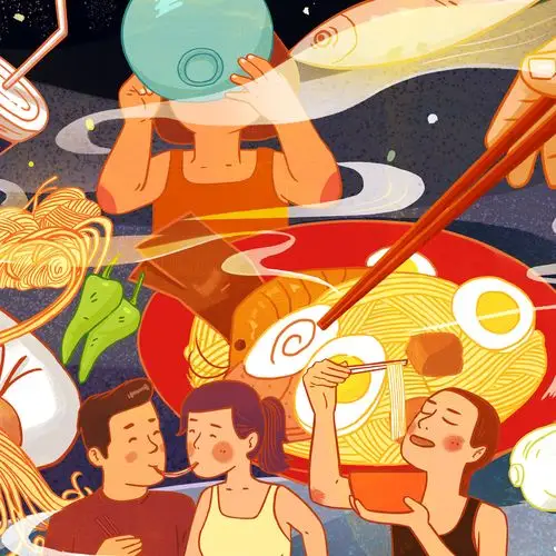 拉面店主视觉插画