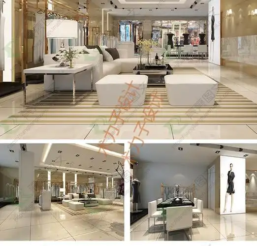 服装店专卖店cad施工图3d效果图库平面图鞋店展示厅设计方案素材