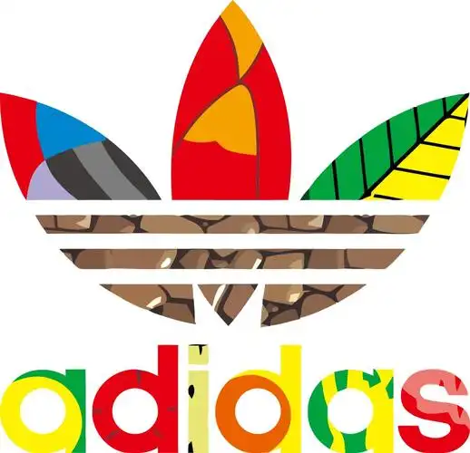 大牌多彩adidas三叶草印花矢量图服装裁片t恤烫图印花花型素材