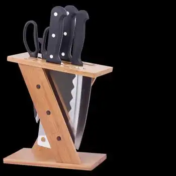 蝶缘 楠竹家用厨房用品放刀架刀座收纳架置物架竹木菜刀架 360度无