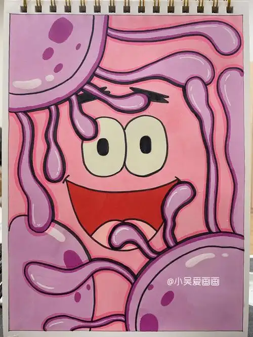 马克笔手绘派大星含步骤线稿