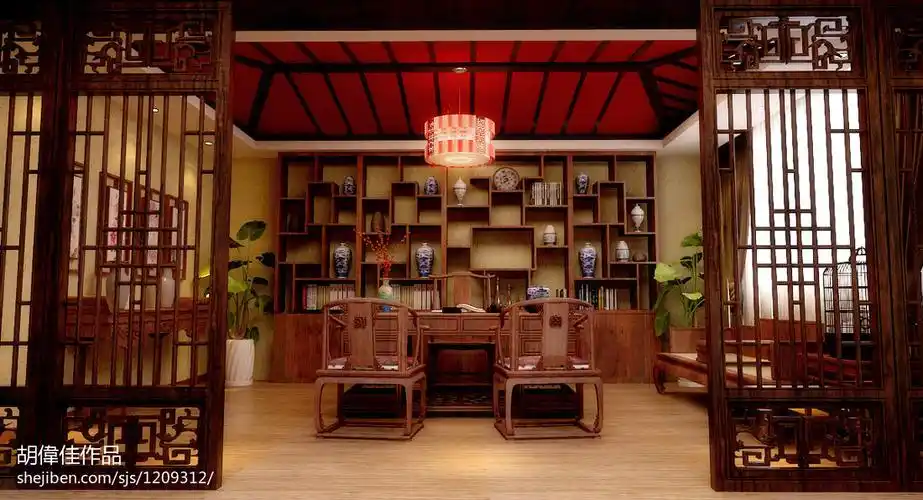 别墅设计古代书房装修效果图