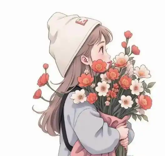 【精选高清头像】可可爱爱,手捧花元气少女头像