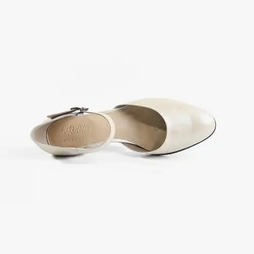 雅乐士新款女鞋10222051商务休闲一字扣白色鞋粗跟女鞋yarloks