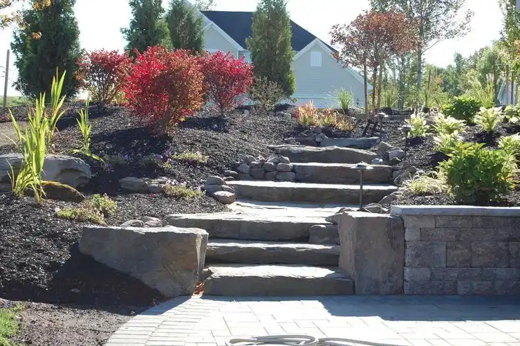 现代风格别墅庭院石质台阶设计装修效果图