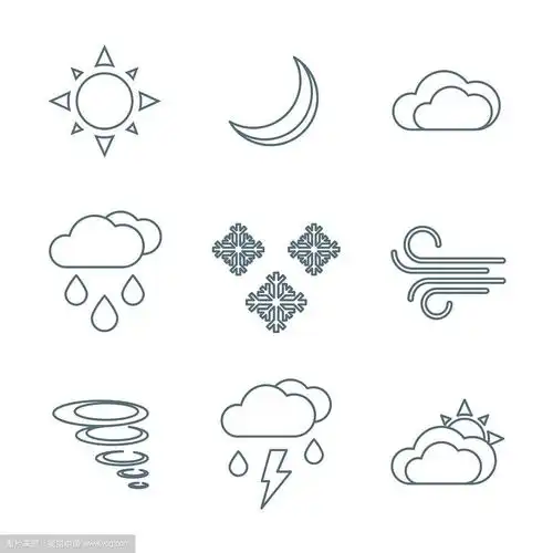 黑色轮廓的天气预报图标设置