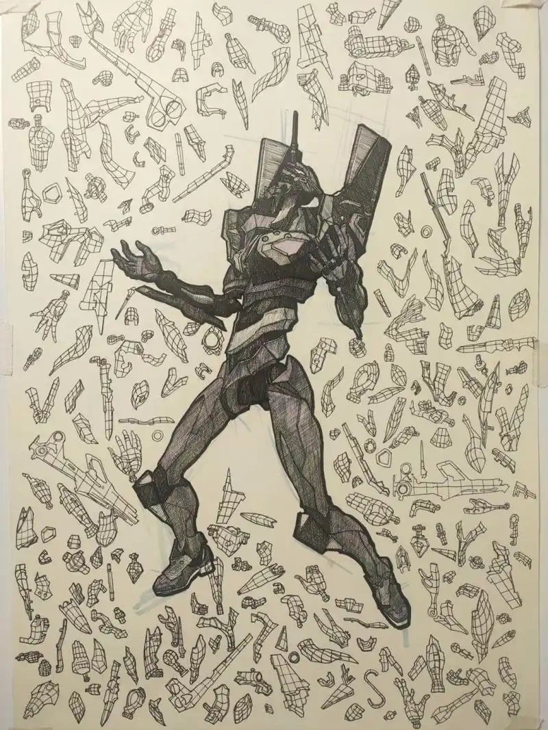 16小时画eva初号机,自虐式整活 新世纪福音战士估计是大部分爱机甲的