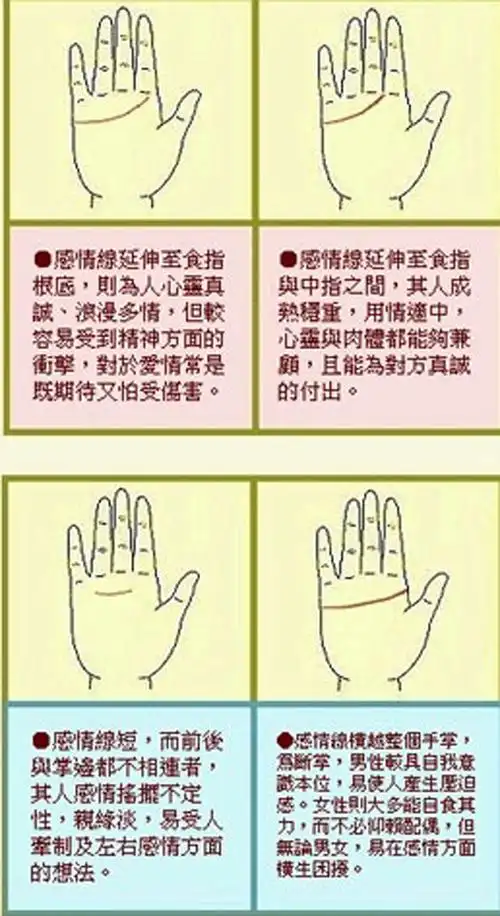 掌纹图解之情感线汇总