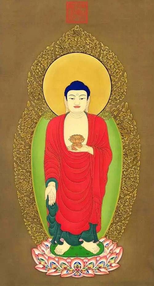 清代 丁观鹏 阿弥陀佛 绢本50x92真迹扫描大图超高清书画图片资料下载