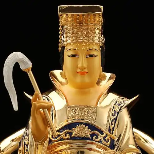 娘娘神像台湾鎏金纯铜后土大地之母道教地母摆件