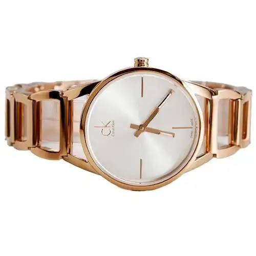 klein)ck手表 stately系列玫瑰金镂空石英金属表带女士石英表 k3g236